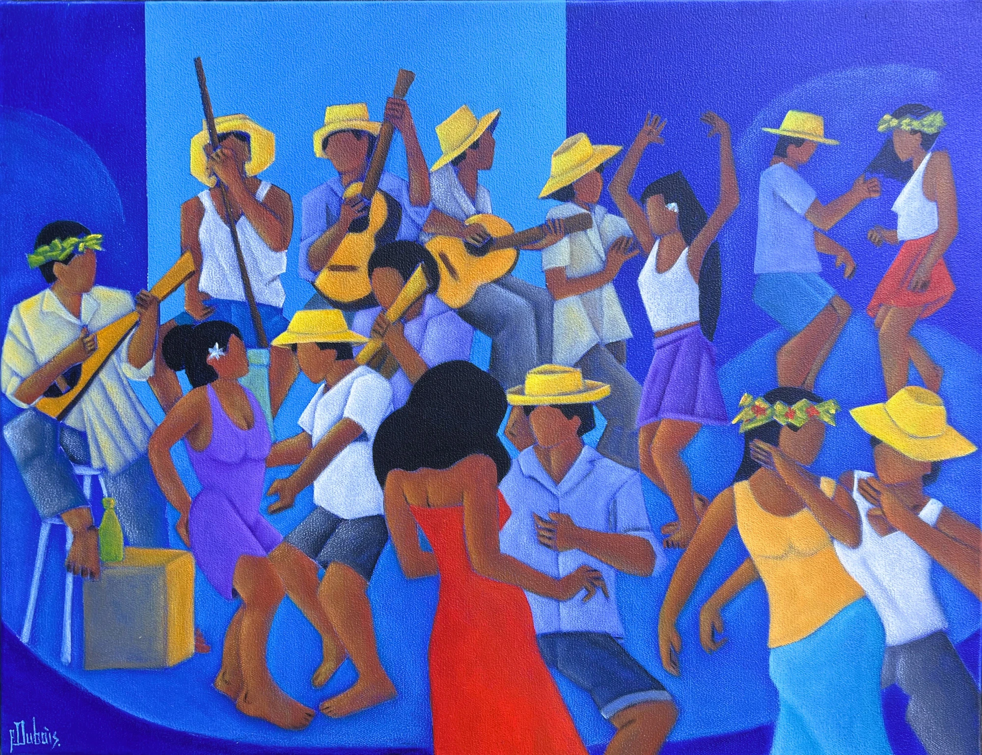 Bringue bleue — Réf. 1627, acrylique sur toile, 50 × 65 cm, 2023